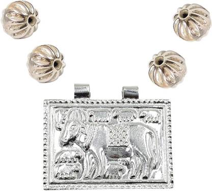 Sahiba Gems Silver Ahoi Mata Locket with 4 Beads Sterling Silver Silver Locket Set