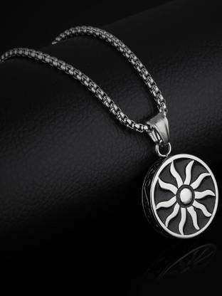 YELLOW CHIMES Powerful Sun Sign Rhodium Stainless Steel Pendant