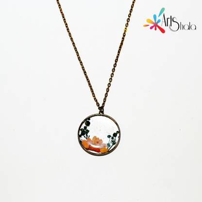 ARTS SHALA Flower Necklace Jewelry with Pendant, Handcrafted Long Cold Pressed Flowers Resin Pendant