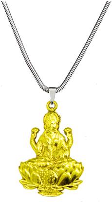 AFH Mata Laxmi Mahalaxmi Gold Religious Locket with Snake Chain Pendant Rhodium Metal Pendant