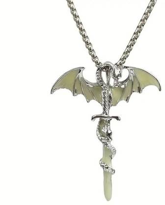 vien Game Of Thrones Dragon Chopping Sword Glow-in-the-dark Dragon Winding Sword Silver Alloy Locket