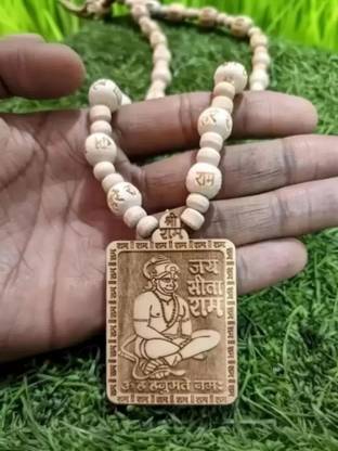 nagaana Tulsi Mala bageshwar dham ashirwad Hanuman ji Locket 100% Original Wood Pendant Set
