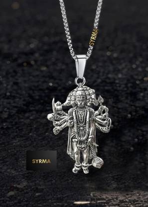 syrma Panchmukhi Hanuman Pendant for Men and Women, Panchmukhi Hanuman Kavach Locket Silver Stainless Steel Locket
