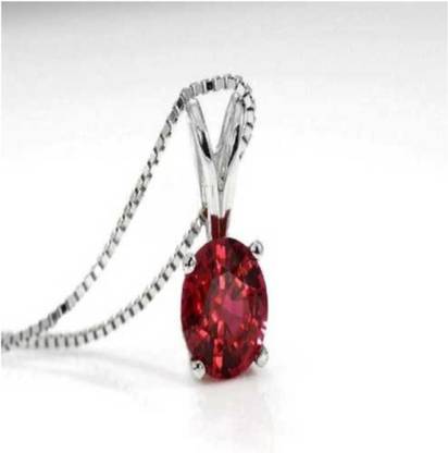 RATAN BAZAAR Silver Ruby Stone Pendant Silver Ruby Bronze Pendant