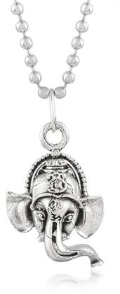 Zumrut Silver Plated Ganesha Mini Lord Ganesh/Ganpati Pendant Locket Necklace Silver Alloy Pendant