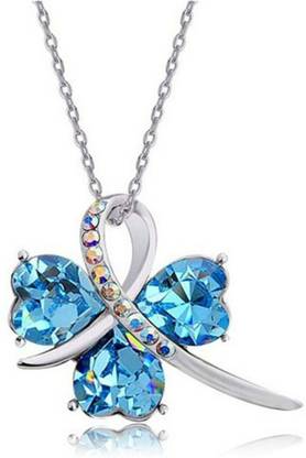 Tinera Trends Three crystals with a bow knot Rhodium Swarovski Crystal Alloy Pendant