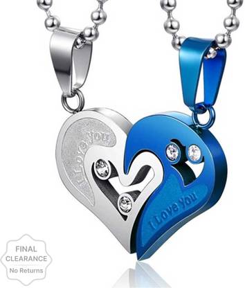 VIANSH I Love You Puzzle Matching Couple Pendant Necklace for Men Women Girls Boys Sterling Silver Sterling Silver