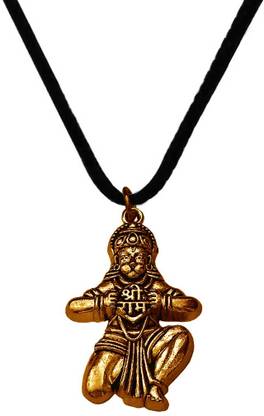 Shiv Hari Hanuman Bajrangbali with shree RAM Black Thread Pendant Set Gold-plated Stainless Steel Pendant Set