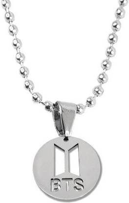 De-Ultimate Silver Color Unisex 3D BTS Round Coin/Sikka Locket Pendant Necklace With Chain Silver Stainless Steel Locket Set