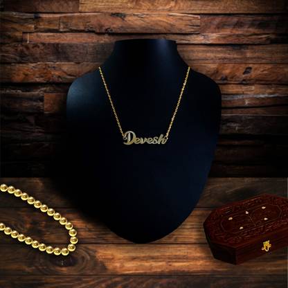 BRANDLINE Devesh Name Pendant with Chain Brass