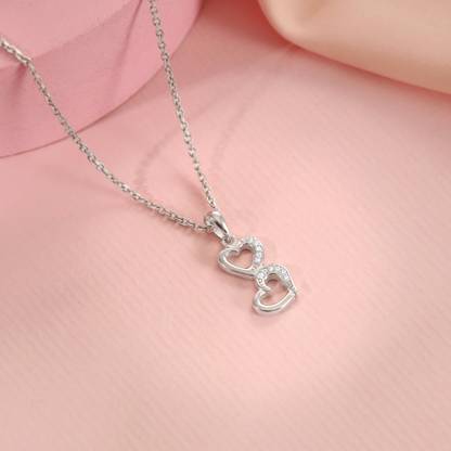 GIVA 925 Silver All Hearts Pendant With Link Chain Rhodium Zircon Silver Pendant