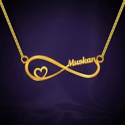 Idiotic World MUSKAN Infinity Name Gold-plated Brass Pendant