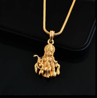 PYR JEWELS hanuman ji locket::hanuman locket for men gold ::hanuman locket for women Gold-plated Brass Pendant Set