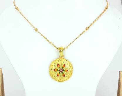 Varico Gorgeous Gold Plated Meenakari Pendent For Girls Women Gold-plated Brass Pendant Set