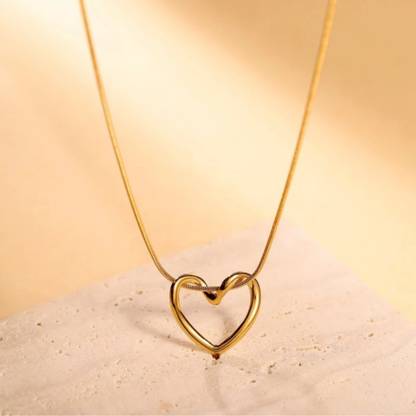 Devora Heart shape gold plated pendent chain for girls and women Gold-plated Stainless Steel Locket