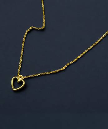 The Glitz Gallery Heart Anti-Tarnish Gold-Plated Chain Pendant Gifts for Women and Girls Gold-plated Alloy Locket Set