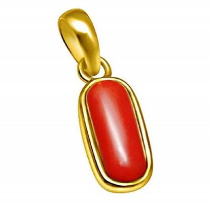 SR Swasti Retail 7.25 RATTI Natural Coral Moonga With Lab Certificate Coral Brass Pendant