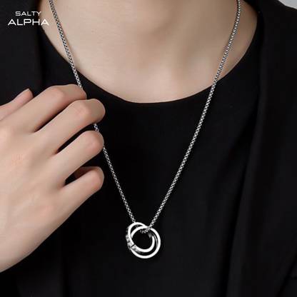 Salty Alpha Voltage Neck Chain for Men & Boys | Long Necklace | Aesthetic Jewellery Stainless Steel Locket Set