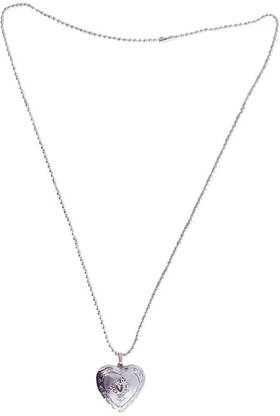 Mahakaal Jewels Silver Plated Big Heart-Shaped Picture Openable Photo Frame Lockets Pendant Silver Brass Pendant