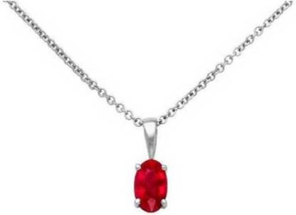 RATAN BAZAAR Silver Ruby Stone Pendant Silver Ruby Bronze Pendant