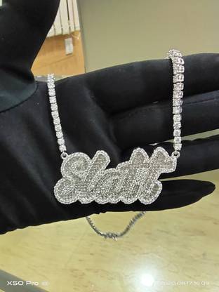 Jalash SLATT Hip Hop Pendant Necklace Set Sterling Silver Cubic Zirconia Sterling Silver Pendant Set