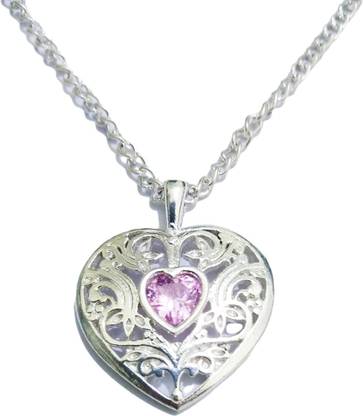 athizay Love Pendants Silver finish 20 | 16 inch chain valentine jewelry for women Zircon Metal, Stone Pendant