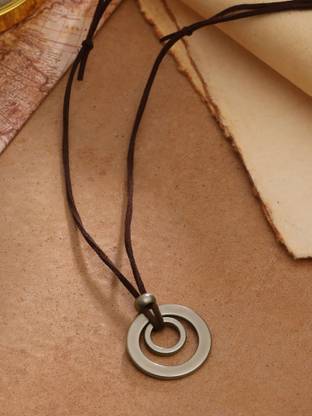 Qiroko Norse Code Collection | Circular Pendant Chain Necklace For Men With Rope Leather Pendant Set