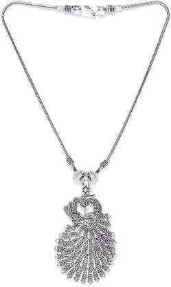 Foxiie Trends Oxidised Jewellery Peacock Pendant For Girls & Women Silver Brass Pendant