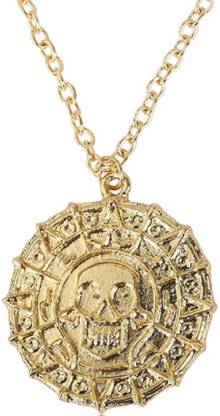 iTS Pirates Of The Caribbean Cursed Aztec Coin Medallion gold Pendant Necklace Alloy Pendant