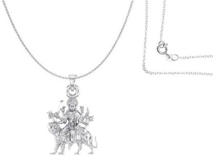 Akshat Sapphire Sterling Silver (92.5% Purity) Goddess Durga Maa Anchor/Cable Chain Pendant Sterling Silver Pendant Set