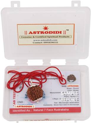 Astrodidi 7 Mukhi Rudraksha With Lab Report Silver Wood Pendant