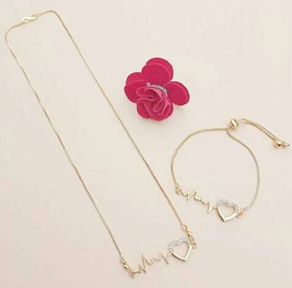 Jewel WORLD combo of 1 pendant chain & 1 gold bracelet Gold-plated Alloy Pendant