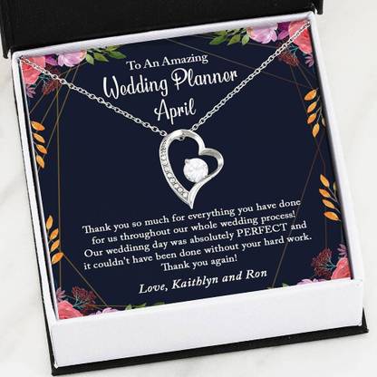 Rakva Gift Necklace Wedding Planner Gift, Event Planner Gift For Wedding Coordinator Zircon Sterling Silver Pendant Set