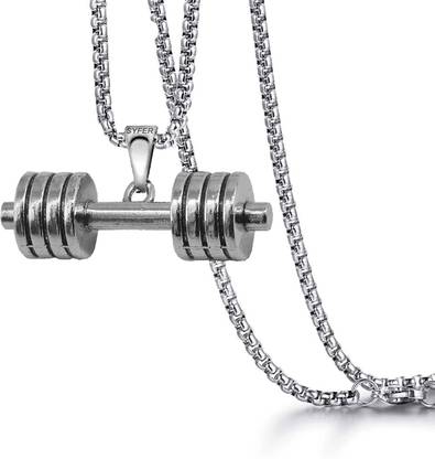Syfer Dumbbell for Gym Lovers/Fitness Lovers/ Bodybuilders Silver Acrylic Pendant