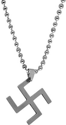 Shiv Jagdamba Hindu Swastika Pendant Necklace Chain Sterling Silver Stainless Steel Pendant