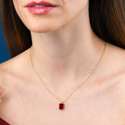 Gemzonite Natural Ruby Pendant A+ Quality Gemstone For Men & Women Ruby Bronze Pendant