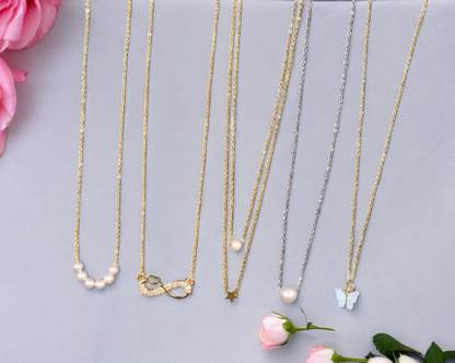 ELCETRATD JEWELLERY shimmering beautiful necklace combo for women and girls Diamond Gold-plated Plated Alloy Necklace