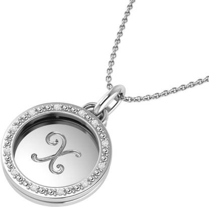 Bluejwel Versatile 'X' letter 3-in-1 Sterling Silver Pendant with CZ Diamonds Cubic Zirconia Sterling Silver