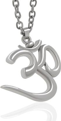 Gift Nest Classic Om Symbol Pendant Locket With Chain Necklace For Men And Boys Silver Stainless Steel Pendant Set