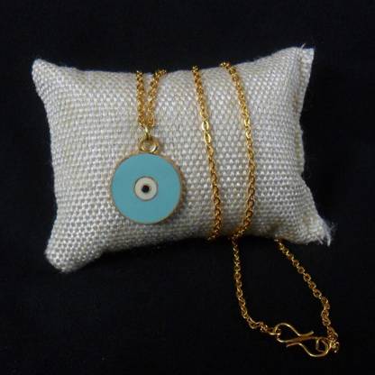 Maalgodam Evil Eye Enamel Pendant Charm With 18" Golden Chain For Girls & Women Gold-plated Brass