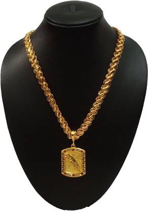 Sipradh Gold Plated chain with Pendant For Men and Boys Jaguar SQUARE Gold-plated Diamond Alloy Pendant Set