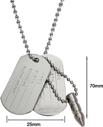 m मेन स्टाइल Mens Fashion Military Army Name Locket Dog Tag Pendant Sterling Silver ज़िंक, मेटल पेंडेंट