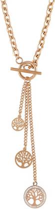 BRANTASHOP Life Tree Charm Necklace For Women Diamond Stainless Steel Pendant Set