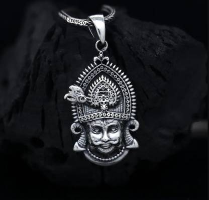 ROOTWAVE Khatu Shyam Ji Pendant SIlver Plated for Men and Boys Silver Stainless Steel, Steel, Sterling Silver Locket