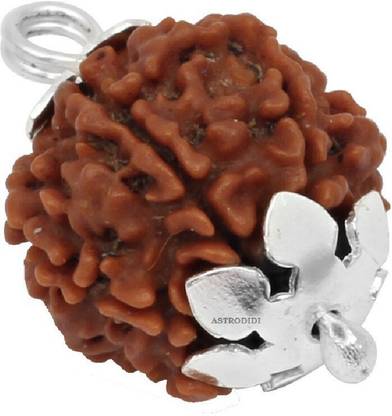Astrodidi 4 Mukhi Rudraksha Nepali / Four Face Rudraksha Pendant With Lab Certificate Silver Wood Pendant