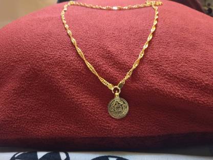 SATYASRI Trendy design 1g micro gold plated chain with Lakshmi coin pendant Gold-plated Alloy Pendant Set