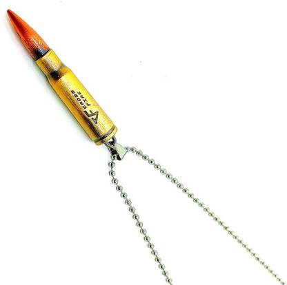 Dynamic Retail Global Bullet Pendant Necklace with Chain for Men & Boys Fashionable Rocking BP556 Brass Brass Pendant Set