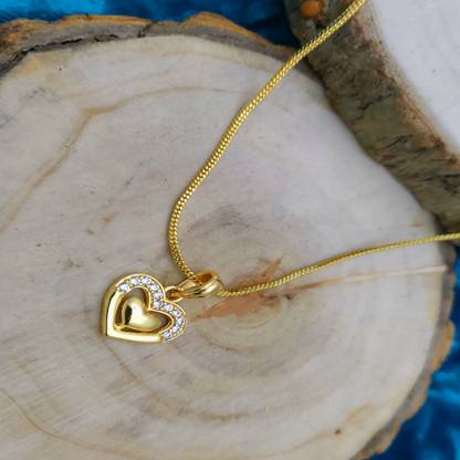 Gilher Gilher Gold Plated Heart Locket Chain For Women And Girl Zircon Alloy Locket Set