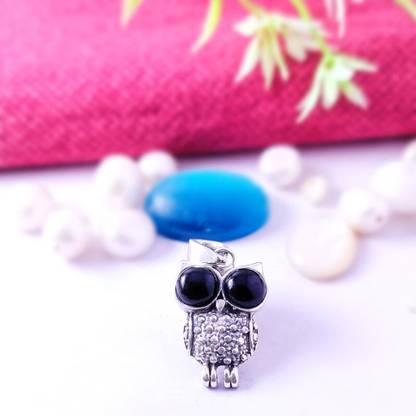 jsaj OWL LOCKET WITH BLACK ONYX STONE IN STERLING SILVER 999 Silver Onyx Sterling Silver Pendant