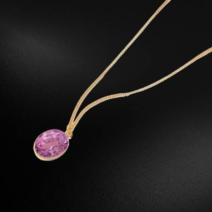 Gemzonite Most Demanded & Beautiful 100% Effective Pink Sapphire Pendant For Unisex Gold-plated Brass